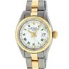 Image 1 : Rolex Two-Tone White Roman Yellow Gold Fluted Oyster Band DateJust Ladies Watch