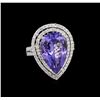 Image 1 : 8.82 ctw Tanzanite and Diamond Ring - 14KT White Gold