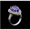 Image 3 : 8.82 ctw Tanzanite and Diamond Ring - 14KT White Gold