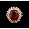 Image 2 : 14KT Yellow Gold 6.72 ctw Ruby and Diamond Ring