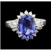 Image 2 : 4.92 ctw Sapphire and Diamond Ring - Platinum