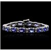 Image 1 : 14KT White Gold 22.40 ctw Tanzanite and Diamond Bracelet