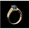 Image 4 : 1.37 ctw Blue Zircon and Diamond Ring - 14KT Yellow Gold