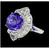 Image 1 : 11.01 ctw Tanzanite And Diamond Ring - 18KT White Gold