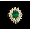 Image 2 : 14KT Yellow Gold 2.43 ctw Emerald and Diamond Ring