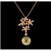 Image 2 : Pearl and Diamond Pendant With Chain - 14KT Rose Gold