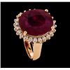 Image 4 : 11.51 ctw Ruby and Diamond Ring - 14KT Rose Gold