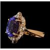 Image 1 : 6.89 ctw Tanzanite and Diamond Ring - 14KT Rose Gold