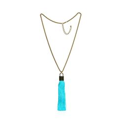 Silk Tassel Square Pendant Necklace - Gold Plated