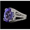 Image 1 : 9.16 ctw Tanzanite and Diamond Ring - 14KT White Gold