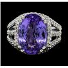 Image 2 : 9.16 ctw Tanzanite and Diamond Ring - 14KT White Gold