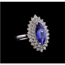 2.22 ctw Tanzanite and Diamond Ring - 14KT White Gold