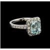 Image 1 : 2.32 ctw Aquamarine and Diamond Ring - 14KT White Gold