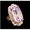 Image 1 : 31.26 ctw Kunzite and Diamond Ring - 14KT Rose Gold