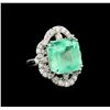 Image 1 : GIA Cert 11.70 ctw Emerald and Diamond Ring - 14KT White Gold