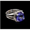 Image 1 : 6.87 ctw Tanzanite and Diamond Ring - 14KT White Gold