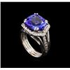 Image 4 : 6.87 ctw Tanzanite and Diamond Ring - 14KT White Gold