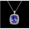 Image 1 : GIA Cert 19.42 ctw Tanzanite and Diamond Pendant With Chain - 14KT White Gold