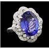 Image 1 : 11.95 ctw Tanzanite and Diamond Ring - Platinum