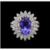 Image 2 : 3.58 ctw Tanzanite and Diamond Ring - 14KT White Gold