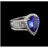 Image 1 : 14KT White Gold 4.81 ctw Tanzanite and Diamond Ring