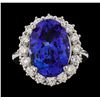 Image 2 : 10.35 ctw Tanzanite and Diamond Ring - 14KT White Gold