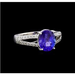 3.04 ctw Tanzanite and Diamond Ring - 14KT White Gold