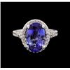 Image 2 : 4.48 ctw Tanzanite and Diamond Ring - 14KT White Gold