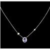 Image 2 : 1.25 ctw Tanzanite and Diamond Necklace - 14KT White Gold