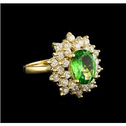 2.00 ctw Tsavorite and Diamond Ring - 14KT Yellow Gold