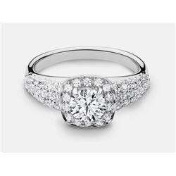 Cubic Zirconia and Diamond Ring - 14KT White Gold