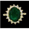 Image 2 : 5.43 ctw Emerald and Diamond Ring - 14KT Yellow Gold