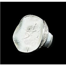 Round Medallion Ring - Rhodium Plated