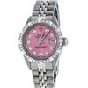 Image 1 : Rolex Ladies SS Pink Diamond Pyramid Bezel Datejust Wristwatch