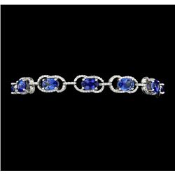 11.15 ctw Blue Sapphire And Diamond Bracelet - 14KT White Gold