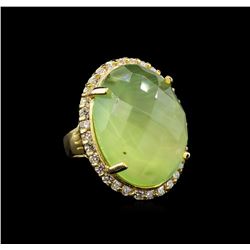 14KT Yellow Gold 32.12 ctw Green Tourmaline and Diamond Ring