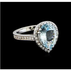 2.94 ctw Aquamarine and Diamond Ring - 14KT White Gold