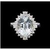 Image 2 : 4.68 ctw Aquamarine and Diamond Ring - 14KT White Gold