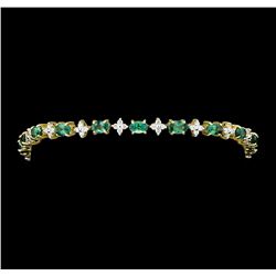 5.43 ctw Alexandrite And Diamond Bracelet - 14KT Yellow Gold