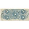Image 2 : 1863 $5 The Confederate States of America Note T-60 CC