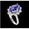 Image 4 : 4.06 ctw Tanzanite and Diamond Ring - 14KT White Gold