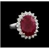 Image 1 : GIA Cert 9.95 ctw Ruby and Diamond Ring - 14KT White Gold