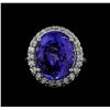 Image 2 : 14.20 ctw Tanzanite and Diamond Ring - 14KT White Gold