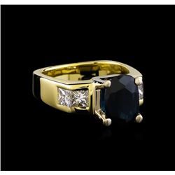 2.54 ctw Sapphire and Diamond Ring - 18KT Yellow Gold