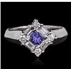 Image 2 : 14KT White Gold 0.33 ctw Tanzanite and Diamond Ring