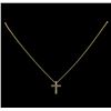 Image 2 : 0.34 ctw Diamond Cross Pendant With Chain - 14KT Yellow Gold