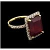 Image 1 : 13.55 ctw Ruby and Diamond Ring - 14KT Yellow Gold