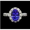 Image 2 : 3.38 ctw Tanzanite and Diamond Ring - 14KT White Gold