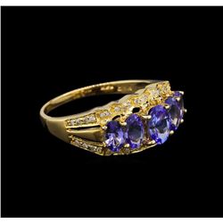 14KT Yellow Gold 2.22 ctw Tanzanite and Diamond Ring