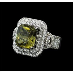 9.71 ctw Yellow Sapphire and Diamond Ring - 14KT White Gold